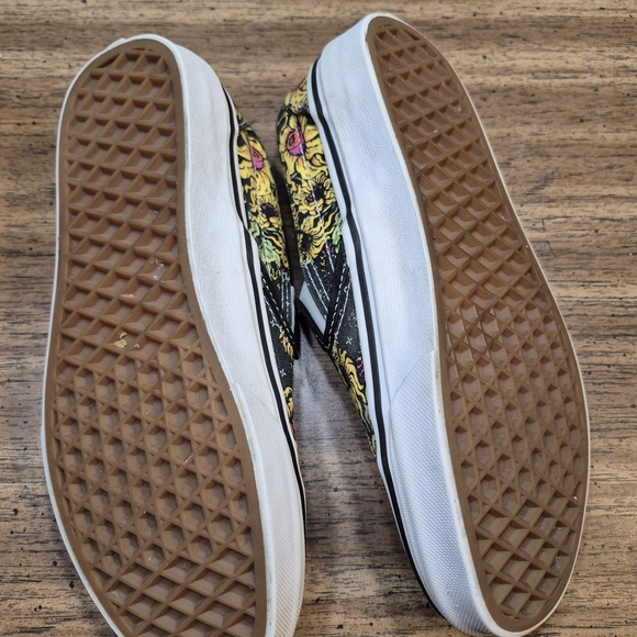 Vans Slip-On Shoes - Black with Floral Skull Design - Picture 5 of 9